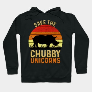 Save The Chubby Unicorns Vintage Funny Rhino Hoodie